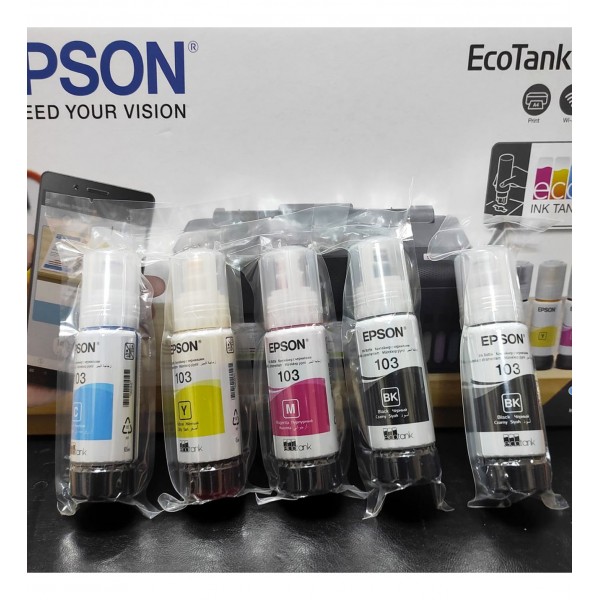 Epson Ecotank L3210 L1110 L3150 Orjinal mürekkep seti 4+1 - Epson 103 orjinal mürekep seti