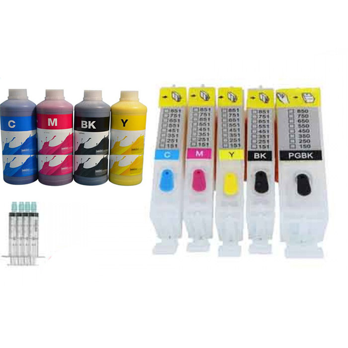 Muadil Canon Pgı520 Clı521 Kartuş Ve 500ml Mürekkep Seti